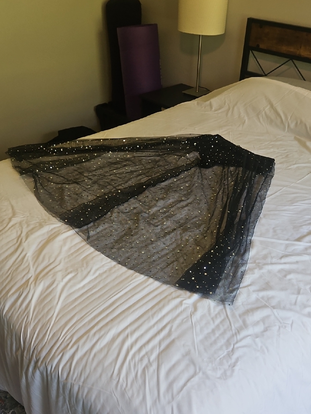 XL Black And Silver Mesh Star Festival Skirt